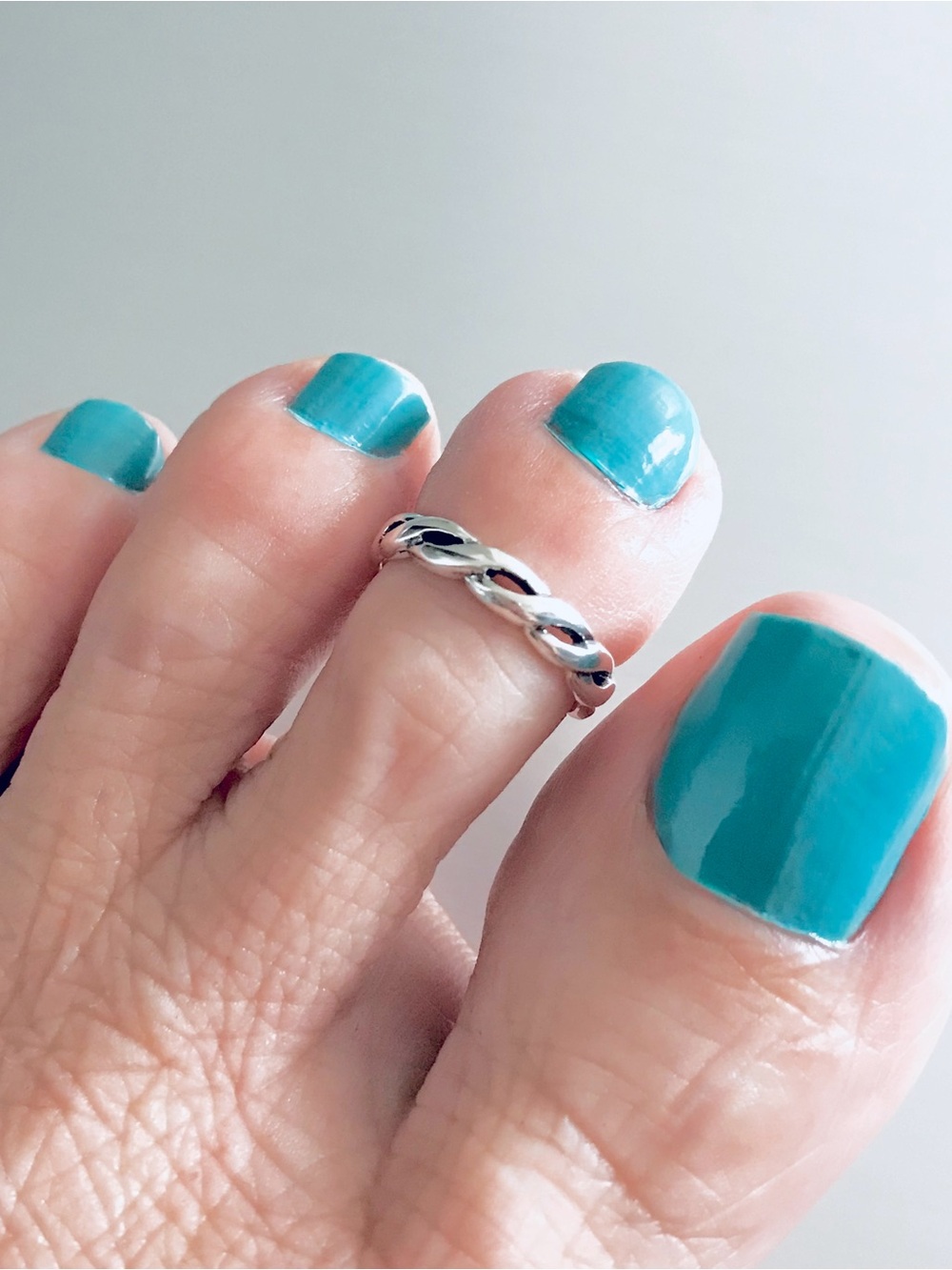 Sterling Silver Braid Toe Ring, Rope Band Silver Rings, Braided Bands